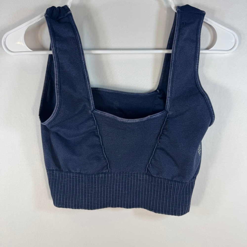 Free People FP Movement Good Karma Square Neck Crop Top Navy Blue XS/S